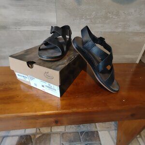 Chacos Black Leather Wayfarer Flat Sandal